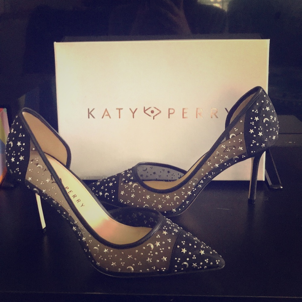 Katy Perry Black Star and Moon Studded Stilettos